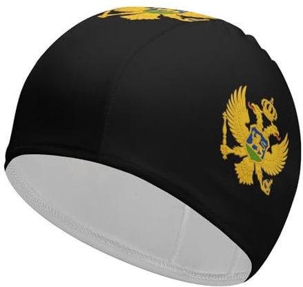 Cuffia da nuoto con emblema nazionale del Montenegro, comoda cuffia da doccia impermeabile per mantenere i capelli asciutti, unisex