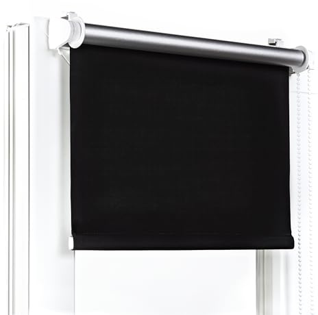 Fenster DEKOR - Rollos Für Fenster Ohne Bohren Schwarz - Verdunkelungsrollo B115 x H150 cm - Klemmrollo Verdunkelung - Fensterrollo Für Balkontüren - Verdunklungsrollo Leicht Zu Installieren
