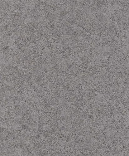 Rasch Carta da parati 649307 - Carta da parati in tessuto non tessuto con struttura in gesso grossolano, grigio scuro della collezione Welcome Home