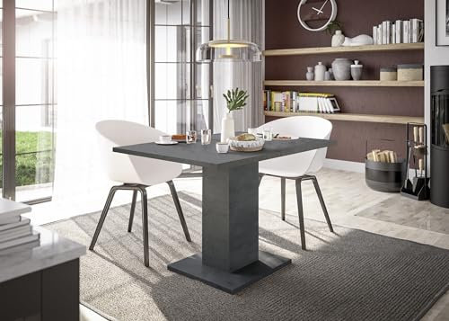 möbelando Säulen-Esstisch >Tap< (ausziehbar) in Graphit - 120x76x80cm (BxHxT)