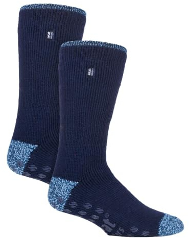 HEAT HOLDERS Herren 2 Paar Hausschuhe Socken Warme Antirutsch Thermo Hausschuhe Socken für Winter