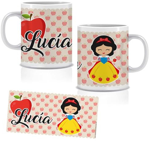 Taza de plástico personalizada. Ideal para el colegio y la guardería. VUELA AL COLE. Regalos Personalizados. Diferentes Modelos a Elegir (Blancanieves)