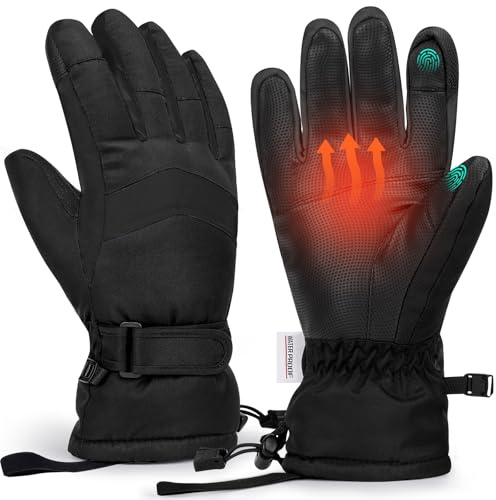 Homord Winterhandschuhe Herren, Wasserdicht Skihandschuhe Schneehandschuhe | Warme Atmungsaktive Winter Touchscreen Handschuhe für Skifahren,Snowboarden,Eislaufe
