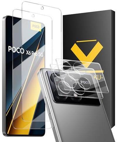 2+2 Stück Für Xiaomi Poco X6 Pro 5G Panzer Schutz Glas Folie + Kamera Schutzfolie, Fingerabdruck-ID Unterstützen, HD Clear Displayschutz Panzerfolie