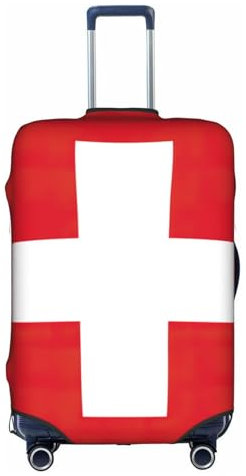 BREAUX Schweizer Flagge Druck Gepäckhülle Gepäckschutzhülle Trolley Reisekoffer Schutzhülle, weiß, M