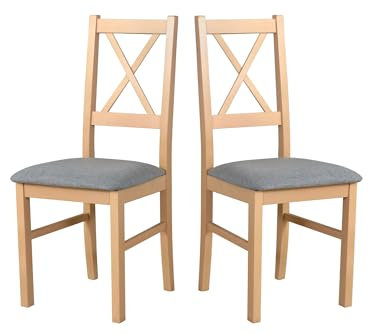 LeafDesign Esszimmerstühle Holz - Esszimmerstuhl 120 kg - Stuhl Buche Massiv - Stühle Esszimmer 2er Set - Holzstuhl - Esstischstühle - Küchenstühle 2er Set - Sonoma