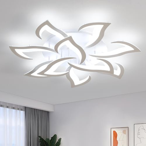 Comely Deckenlampe LED 84W mit 10 Köpfen im Blumenstil, Deckenleuchte Modern aus Eisen und Acryl, Deckenlampe Wohnzimmer 6500K für Schlafzimmer, Küche und Büro