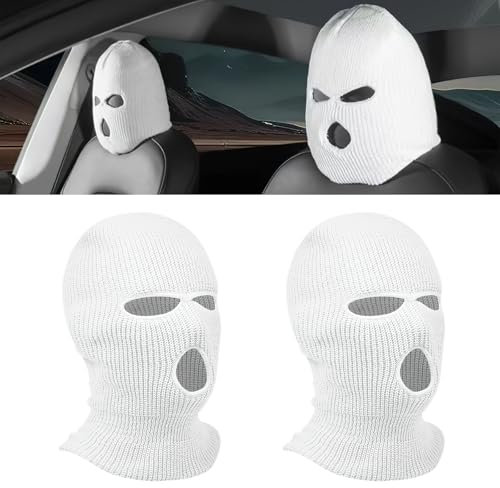 Wogomz Auto-Kopfstützenbezug, personalisierbar, lustige Autositz-Kopfstützen-Maske, Vollgesichts-Skimaske, Kopfstützenschutz, universelle Innensitzdekoration für die meisten Autos, 2 Stück