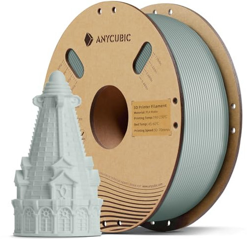 ANYCUBIC Matte PLA Filament 1,75mm, 3D Drucker Filament Matte Textur, Feine Oberfläche, Keine Schichtlinien sichtbar, Matte Grau 1KG