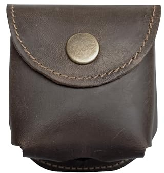 Cowhide Leather Zyn Holder- Vintage Handmade Brown Thick Grain Leather Dip Can Holster-Snuff Holder Compatible with ZYN, Copenhagen, Skoal, Kodiak, etc-Belt Accessories for Men