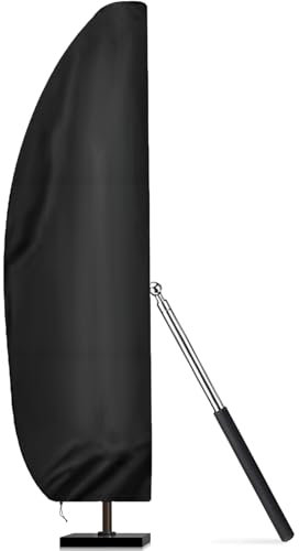 Iptienda Parasol Cover, Parasol Covers Waterproof Cantilever Parasol Cover Heavy Duty 210D Oxford Fabric Garden Umbrella Covers for 2 to 4m Cantilever/Straight Parasol With Support Rod（280x30x81/46cm）