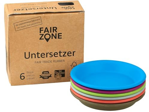 FAIR ZONE Untersetzer 6er Set bunt aus fair gehandeltem Naturkautschuk - FSC-Zertifiziert - Plastikfrei & umweltfreundlich - Hitzebeständig & langlebig - Flexibles Umtopfen