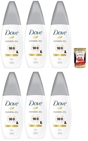 Dove Deodorante Vapo Invisible Dry mit Feuchtigkeitscreme, Deodorant Kein Gas 24h - Deo 6x 75ml + Italian Gourmet polpa 400g