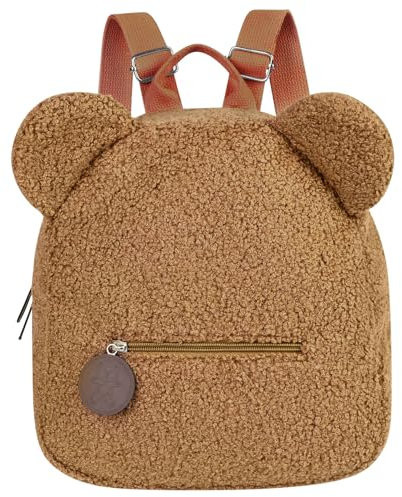 Aomig Plüsch Rucksack Kindergartenrucksack Kleinkind Rucksack Kindergarten Schultasche Jungen Mädchen Kinder Tierischer Kinderrucksack Tier Cartoon Mini Tasche Kinder Rucksack 2-6 Jahre (Dunkelbraun)