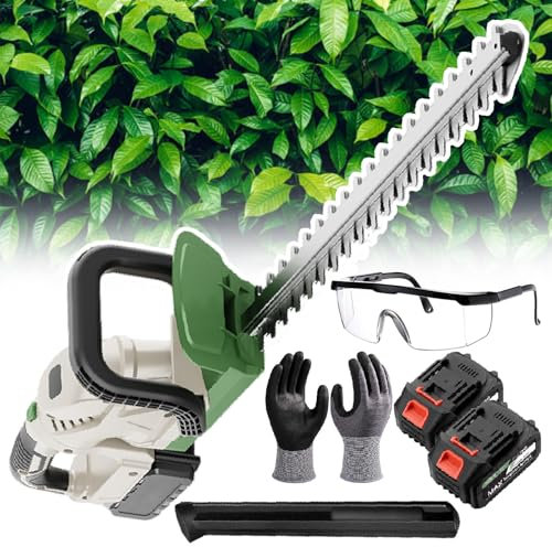 VitalisWorks Electric Hedge Trimmer Cordless, For Grass Pruning Hedge Trimmer, 200w Bush Trimmer, 20000r/Min Motor Speed, Stainless Steel Blade (2batteries)