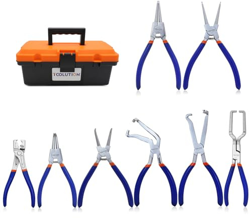 TOOLUTION 8‑teiliges Zangenset – Schlauchschellen, Kraftstoff‑, Elektro‑Trenn‑ und Sicherungsring‑Zangen Sicherungsringzangen