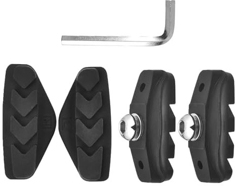 2 Pair Bike Brake Pads,Road Bicycle Pad Bleed Blocks Caliper Disc Pades Spacers Brakes Accessories Front Braking Rubber Bikes Universal C-Brake Black with Installation Tools,for Mountain Bicycles