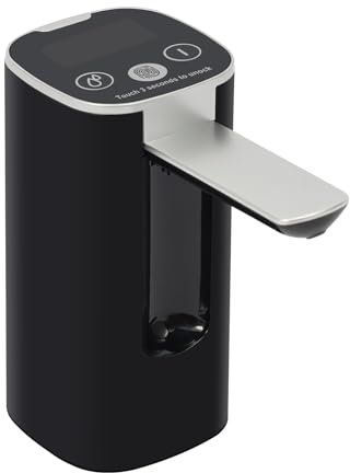 Wasserspender Pumpe, Wasserpumpe mit Digitales Display, 4 Wasserabgabe Wählen, Camping Wasserhahn mit Pumpe, Tragbarer Faltbar Elektrischer Wasserspender für Wohnzimmer, Küchen, Camping (Schwarz)