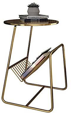 ZHANGXABN Couchtisch, moderner Marmor-Teetisch, Kleiner, runder Mehrzwecktisch, Nachttisch, Eck-Bücherregal, Couchtisch, Beistelltische (Farbe: Gold)