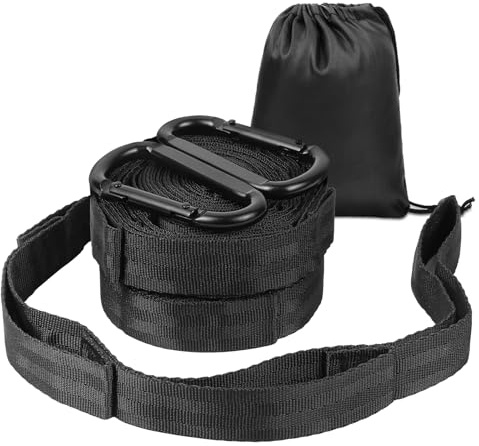 Vicloon Schaukel Befestigung, Hängematte Befestigung, 2er 2m Hängematte Seil + 2 Karabiner + Aufbewahrungstasche, Outdoor-Baum Hängesessel Spielplatz Set, 300 kg, Schwarz