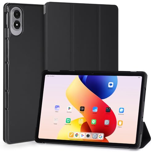 RSAquar Étui pour Xiaomi Redmi Pad 2 Pro 2025 | Redmi Pad Pro 12.1“ 2024 | Housse Trifold Fine en Cuir PU avec Coque Rigide en PC, Fonction Réveil/Sommeil Automatique, Noir