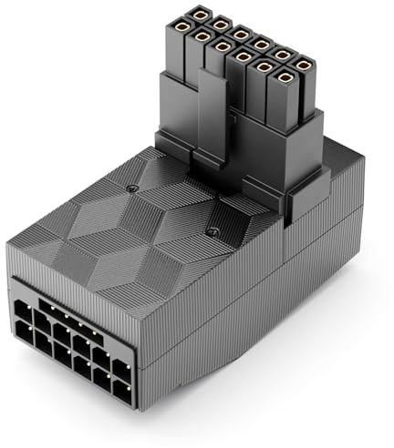 deleyCON PCI-e 5.0 Adapter 90° Winkel 12+4 Pin 16 Pin Typ-A 600W | Für Grafikkarten, GPU 12VHPWR Stecker PCIe, kompatibel mit GPU Grafikkarten