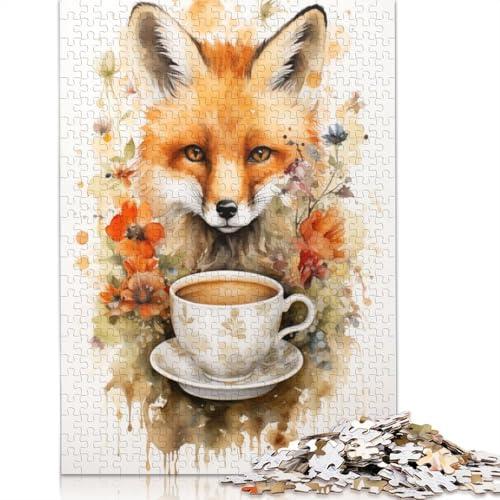 Puzzle de 1000 pièces pour Adultes « Renard et Une Tasse de th頻 - Puzzle créatif en Papier pour Adultes et Adolescents - Jeu éducatif Familial - 38 x 26 cm / 1000 pièces