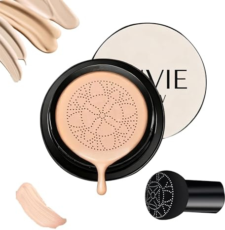Luvie Glow Foundation Cushion, Mushroom Head Air Cushion Cc Cream, Luvie Glow Makeup - Moisturizing Concealer Brighten Long-Lasting, Natural BB Cream for All Skin Types (Natural)