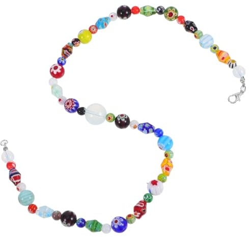 AMUSLESUR Collier en Verre Fait Main, Perles Choker Élégant pour Femmes | Bijou Artisanal Délicat, Style Unique pour Filles, Occasions Mariage et Saint-valentin