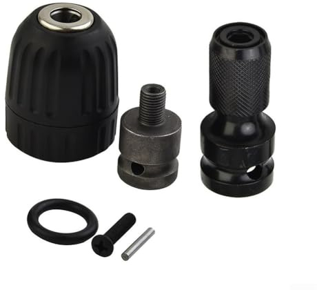 Keyless Drill Chuck .8-10mm with 3/8 UNF to /2 Square Adapter, Electric Wrench Conversion Head, /2 Inch Drive to /4 Hex Socket for Cordless Drill Rivet