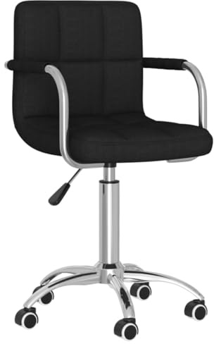 mtlskopl Chaise de bureau pivotante noire - Chaise de bureau réglable en hauteur avec roulettes et vérin à gaz - Chaise de travail moderne en tissu pour bureau à domicile et salon - Chaise pivotante