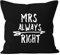 MoonWorks Kissenbezug Mrs Always Right Deko-Kissen 40x40 Baumwolle schwarz