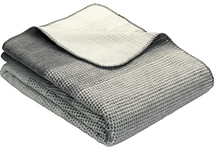 Ibena Egersund Bettüberwurf 220x260 cm - Tagesdecke Struktur grau wollweiß, Kuscheldecke XXL angenehm wärmend und kuschelig weich zur Haut, Pflegeleichte Baumwollmischung