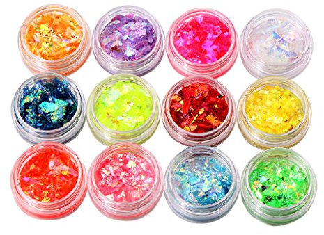12 Colors UV Gel Nail Art Glitter Dust Powder Shimmer Acrylic Tip DIY Decor