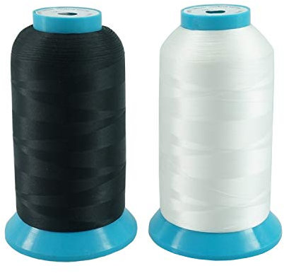 New brothread Set di 2 (Nero+Bianco) 5000M Grande Bobina Filo della bobina/Filato per Spolette per Ricamo e Cucire
