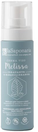 La Saponaria | Crema viso idratante Melissa, Crema viso idratante e riequilibrante ideale per pelli miste, impure e capricciose, 50ml