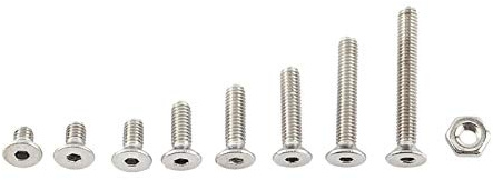 Akozon Kit De 300 Pièces Assortiment Vis Boulon Douille Hexagonale Tête Plate En Acier Inoxydable A2 Avec Écrous M2.5 X 4/5/6/8/10/12/16/20mm