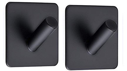 Ganci Adesivi in Acciaio Inox 304 Ganci Appendiabiti Gancio Portasciugamani Autoadesivo Bagno Cucina Nero (2 Pezzi, Piazza)