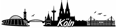 Samunshi® Köln Skyline Wandtattoo Sticker Aufkleber Wandaufkleber City Gedruckt Köln 120x29cm schwarz