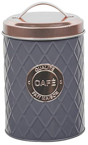 French Style Copper and Grey Tin Bread Pasta Sugar Coffee Biscuit and Tray Home Decorative Boxes (Coffee)