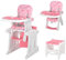 Homcom - Seggiolone 3 in 1, convertibile, con vassoio rimovibile, con imbottitura di sicurezza e piedini antiscivolo, per tavolo da pranzo, colore: rosa