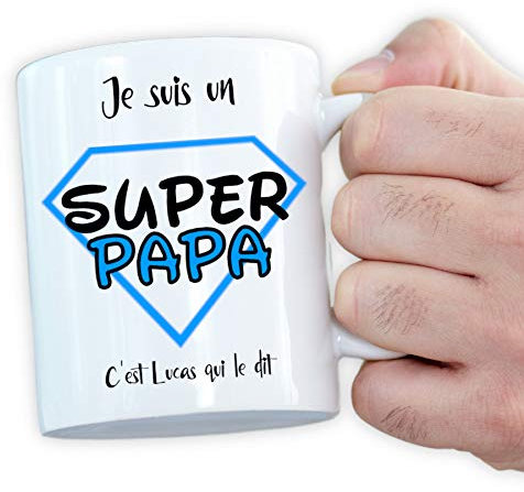 Mug personnalisé papa ou maman - Cadeau original - Déclaration d'amour - Tasse magique (Super papa personnalisable)