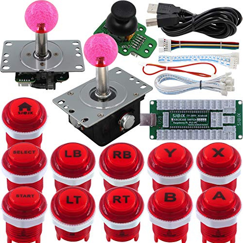 SJ@JX Arcade Game Controller 3D Gamepad Analog Stick Sensor Fly Joystick Microswitch MX LED Button USB Encoder Light Cable for PC PS3 Nintendo Switch Xbox 360 Android Raspberry Pi