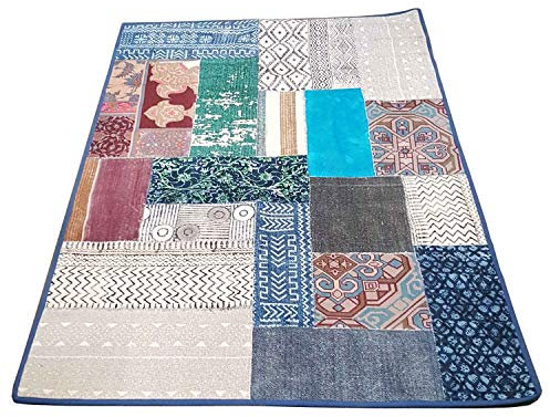 Casa Moro Orientalischer Patchwork Teppich Babita bunt 120x180 cm (Bx L) aus recyclten Teppichstücken | Vintage Teppich-Läufer im Boho Stil, Shabby Chic | MA8719