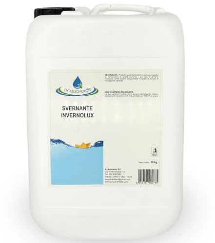 acquaverde Invernolux | Svernante Liquido per Mantenimento Invernale Acqua di Piscina ad azione Antibatterica, Antialghe e Anticalcare, 10 kg