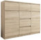 Framire S-62D Kommode in Sonoma Eiche, Kommode mit 6 Schubladen, 2 Türen, Schrank für Schlafzimmer, Wohnzimmer, Bad, 99 x 120 x 40 cm