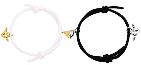 Paar Magnet Armbänder, Beziehung Armband Paar Geschenke für Freund Freundin Männer Frauen und Liebhaber, 2 PCS Mutual Matching Couple Armbänder mit Liebe Herz Anhänger