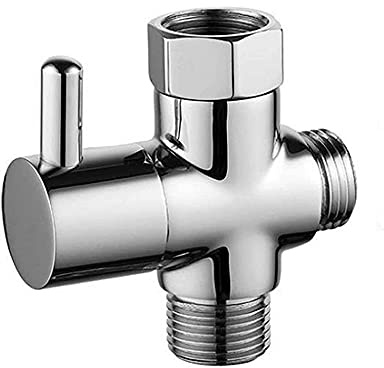MSYG Umstellventil Wasserhahn, 3-Wege Umschaltventil G1/2, Kupfer, Chrome, Duschventil, 3-Wege Ventil, G 3/4 Einlass, G1/2 & G 3/4 Auslass
