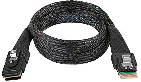 Twozoh Mini-SAS SFF-8654 auf SFF-8087 4i 38 Pin Host auf 36 Pin Zielkabel 0,5M Schwarz, 24 Gbit/s, für Server und Speichersysteme