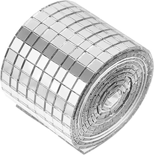 BJH Mini Piastrelle di Vetro autoadesive di Mosaico Mini Adesivi murali Quadrati per cucine Piastrelle per bagni Piastrelle Decorative Artigianato Fai da Te Argento 4 * 100 cm